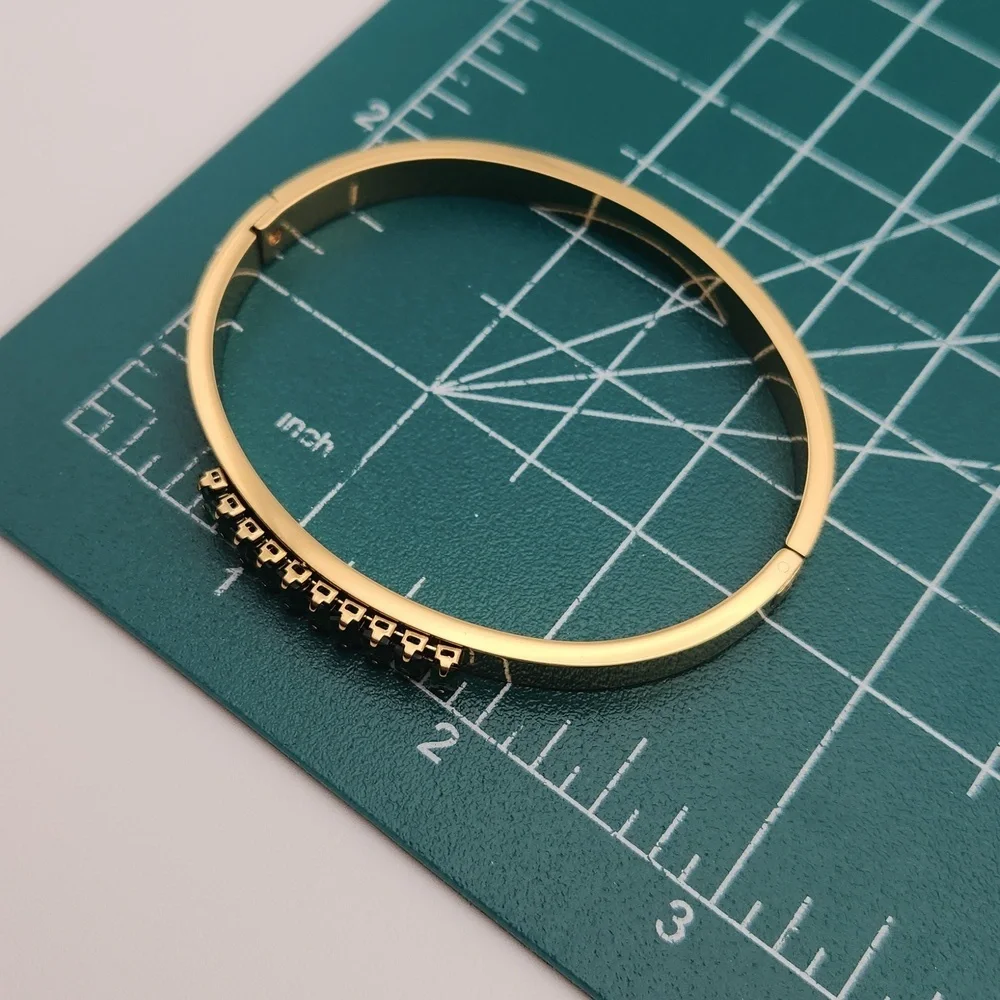 18K Gold Plated Green Zircon Bangle | Waterproof Tarnish Resistant Bracelet